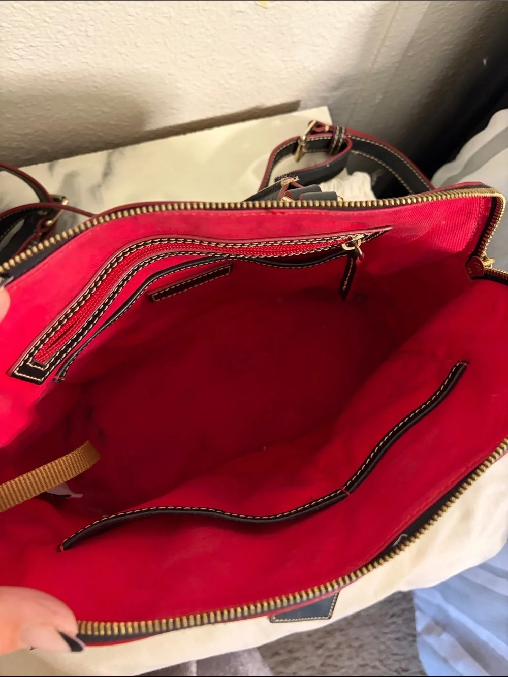Dooney & Bourke Disney 101 Dalmatian Print Satchel with Red Trim - Picture 6 of 14